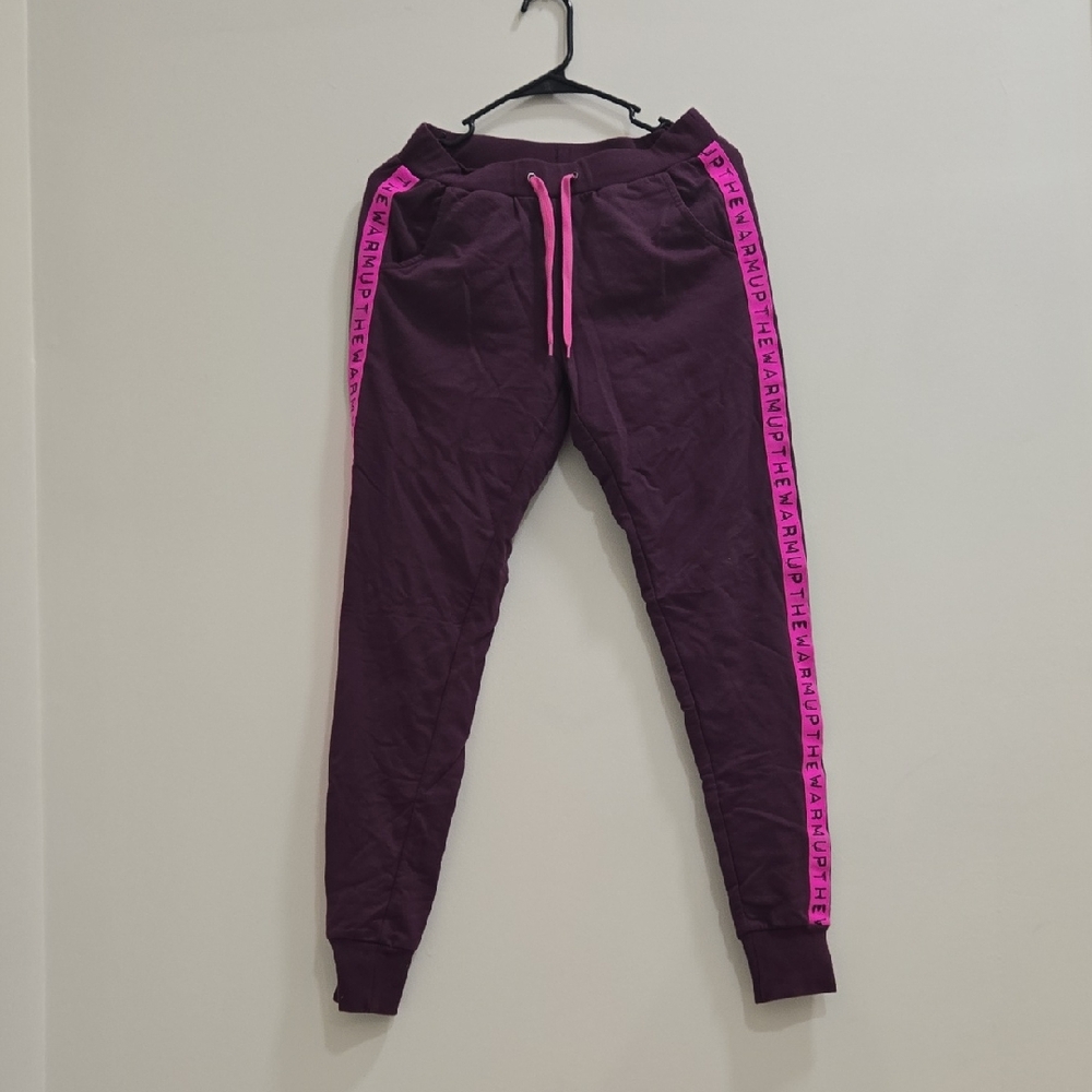Jessica Simpson Joggers in Deep Purple with Pink Trim - Picture 2 of 9